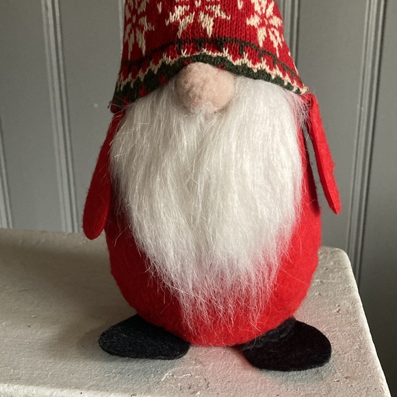 NWT-14” Red Christmas Holiday Gnome Decorstion w/ Red, Cream & Green Sweater Hat - Picture 5 of 17